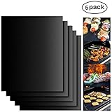 YORLFE Non-Stick Heavy Duty Oven Liners(5-Piece Set)-Thick,Heat Resistant Fiberglass Mat-Easy To Clean-Reduce Spills, Stuck Foods And Clean Up-Kitchen Friendly Cooking Accessory,FDA Approved