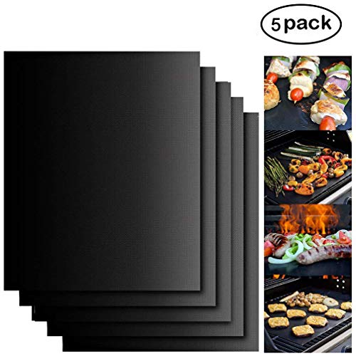 YORLFE Non-Stick Heavy Duty Oven Liners(5-Piece Set)-Thick,Heat Resistant Fiberglass Mat-Easy To Clean-Reduce Spills, Stuck Foods And Clean Up-Kitchen Friendly Cooking Accessory,FDA Approved