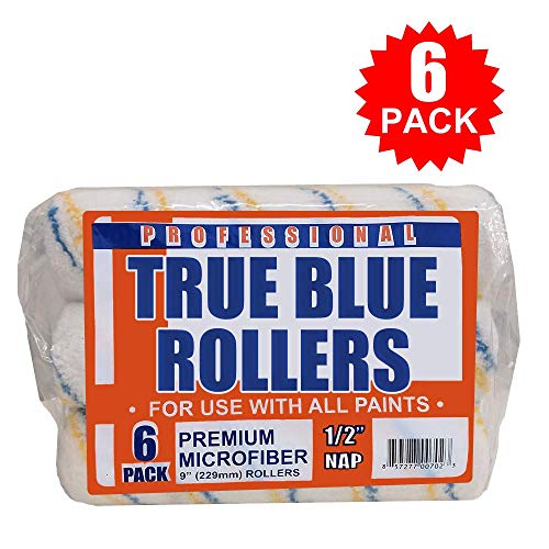 True Blue Professional Paint Roller Covers, Best for All Types of Paint (6, 1/2" Nap)