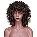 AISI HAIR Curly Afro Wig with Bangs Shoulder Length Wig Mixed Wig Curly Synthetic Wig Black Wig Afro Kinkys Curly Hair Wig Synthetic Heat Resistant Wigs Curly Full Wigs for Black Women
