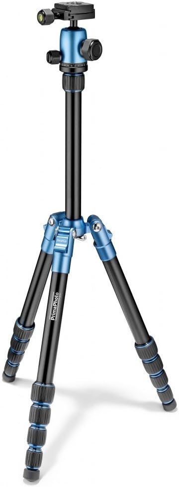 PrimaPhoto Small PHTRSBL 50.2" Foldable Tripod & Ball Head with Case (Blue) with Wireless Shutter Release + Accessory Kit