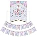 AMZTM Happy Birthday Bunting Banner Rainbow Unicorn Themed Party Favors Decorations for Cute Fantasy Fairy Girls Birthday Party Supplies