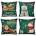 All Smiles Green Christmas Decorations Snowman Santa Throw Pillow Covers 18x18 Decorative Cushion Cases Xmas Holiday Decor for Couch Sofa Sofa and Home