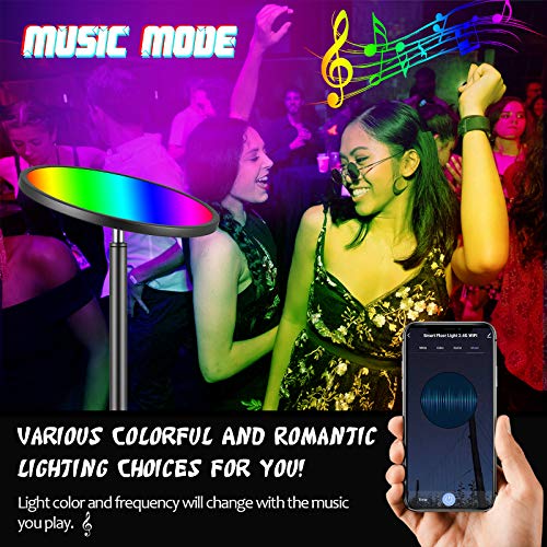 Dimmable Torchiere Floor Lamp, Smart WiFi Color Changing LED Standing Lamp, Super Bright RGBW Reading Lamp for Living… - Image 3