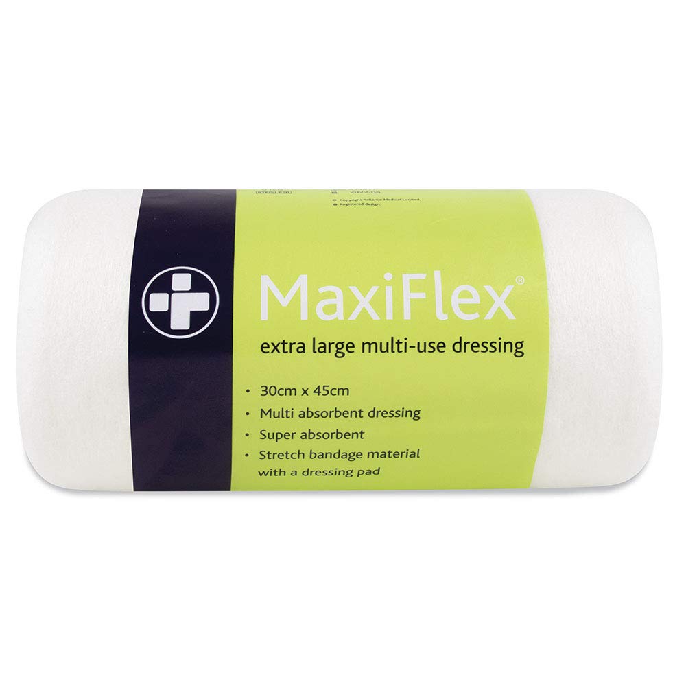 Reliance Medical Maxi-Flex Dressing - Extra Large Multi-Use, Super Absorbent Wound Pad, Stretch Bandage Material, Ideal for Major Injuries, 30 cm x 45 cm, Pack of 1