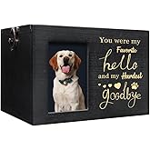 GLASSWINDS Pet Urns for Dog or Cat Ashes, Wooden Pet Cremation Urns with Photo Frame, Large Keepsake Memory Box Loss Pet Sympathy Remembrance Gift, 7.87" x 5.51" x 5.51" (Black)