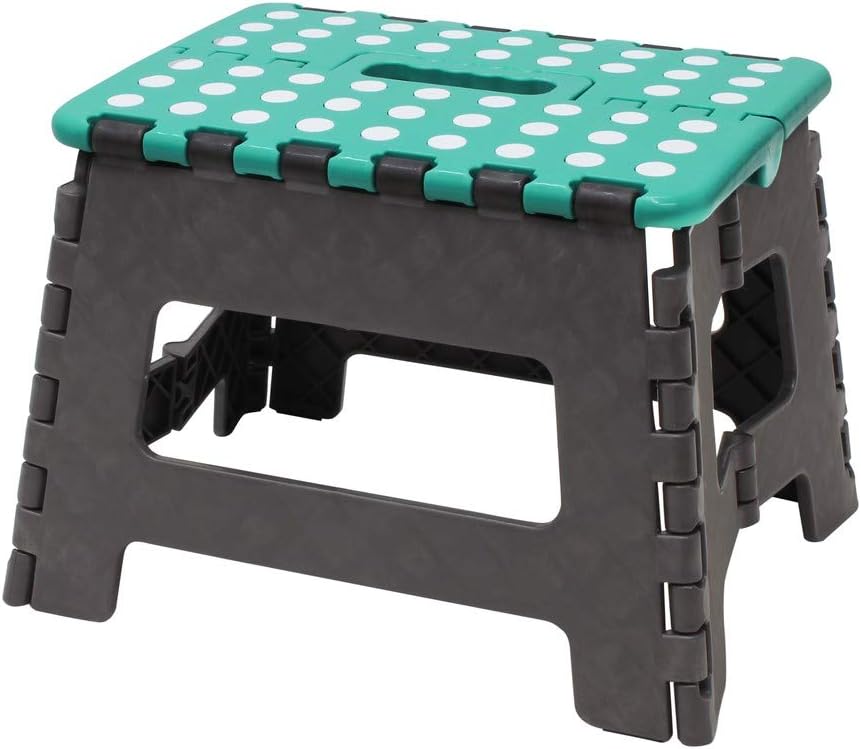 JVL Small and Large Folding Step Stool, Grey/Turquoise, Large & Small - Image 4