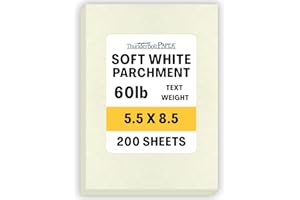 THUNDERBOLT PAPER 200 Soft White Parchment 60# Text (=24# Bond) Paper Sheets - 5.5 X 8.5 Inches Half Letter | Statement Size Size - 60 Pound is Not Card Weight - Vintage Colored Old Parchment Semblance