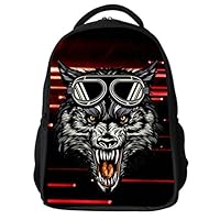 Datomarry Casual Black Skull Backpack 16 Inch Personalized Students Laptop Book Bag for Teens