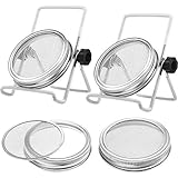 Skylety 4 Pack Stainless Steel Sprouting Jar Lid with 2 Pack Stainless Steel Sprouting Stands for Wide Mouth Mason Jars Canning Jars to Make Sprout