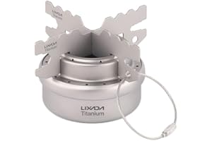 Lixada Mini Titanium Liquid Alcohol Burner Ultralight Titanium Camping Stove Portable with Cross Stand Rack