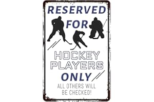 YOYI ART Reserved For Hockey Players Only Sign - Hockey Decor Wall Art Accessories, Metal Sign for Boys Room, Man Cave, Garage, Hockey Room Decor, Gifts for Hockey Lover, 8 x 12 inch
