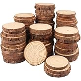 70 PCS 3-4 Inch Natural Wood Slices, Unfinished Pine Wood Circles with Barks for Coasters, DIY Crafts, Christmas Rustic Wedding Ornaments and Centerpieces,by GNIEMCKIN.
