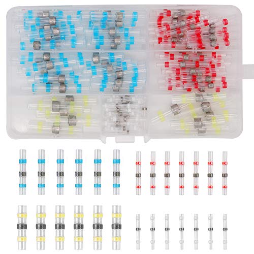 120PCS Solder Seal Wire Connectors, Loiion Solder Seal Wire Heat Shrink Butt Connectors Electrical Waterproof Insulated Marine Automotive Terminals with Case(40 Blue 45 Red 25 White 10 Yellow) - Thumbnail 7