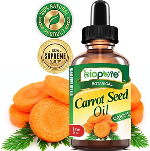 ORGANIC CARROT SEED OIL WILD GROWTH Daucus Carota RAW. 100% Pure VIRGIN UNREFINED Undiluted 1 Fl.oz.‐ 30 ml. For Skin, Face, Hair, Lip and Nail Care. by myBioPure