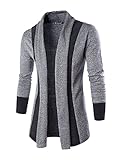 Allegra K Men Shawl Collar Contrast Color Knit Cardigan Grey S