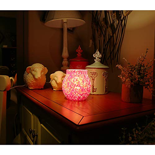 COOSA Colorful Glass Electric Incense Oil Warmer Wax Tart Burner Fragrance Candle Wax Warmer Night Light Aroma Decorative Lamp for Home Office Bedroom Living Room Gifts & Decor