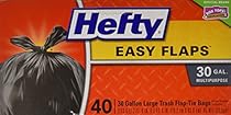 Hefty Easy Flaps Trash Bags (Multipurpose, 30 Gallon, 40 Count)