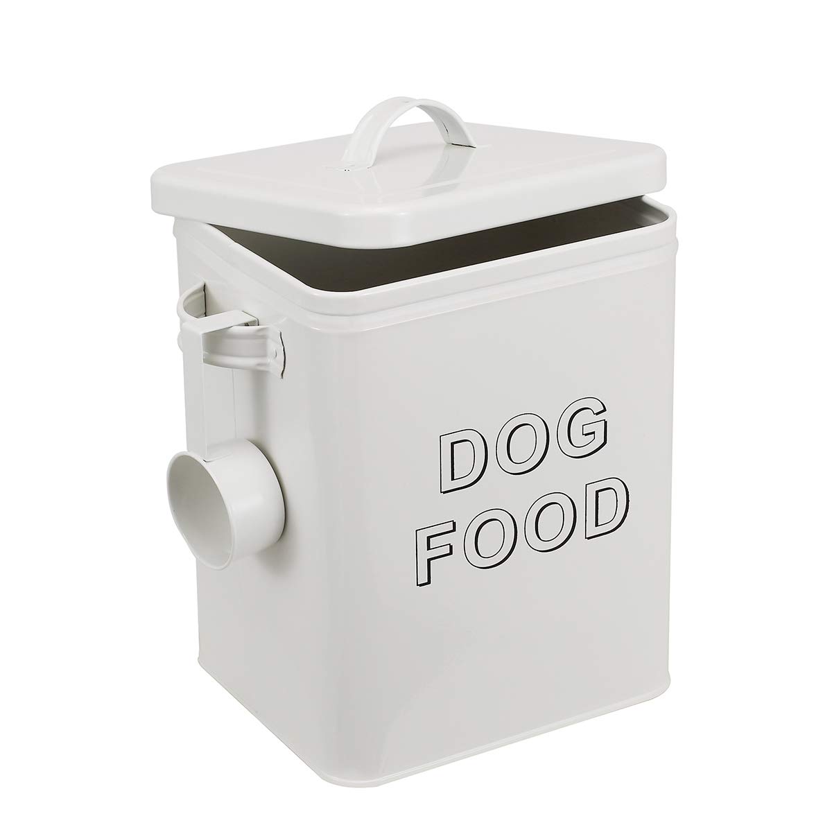 Dog Food Storage Container Farmhouse Pet Food Storage Containers with Lid and Scoop, Perfect Vintage Durable Canister Treats Tin for Kitchen Countertop, Shelf, Great Gift for Pet Owners - Dog Food