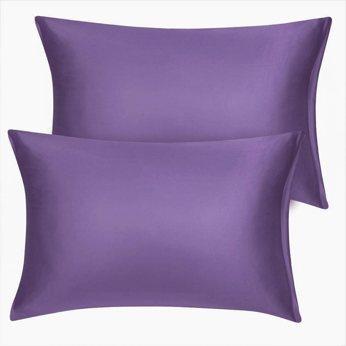 sourcing map Satin Pillowcase for Hair and Skin 2 Pack, Wrinkle and Fade Resist Silky Soft Pillow Cases Set with Zipper Closure Purple 50 x 90cm