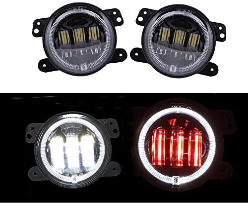 Otps 2pc 4 inch 30w OSRAM LED fog lights White DRL Halo Angel Eyes for 2006-2016 Jeep Wrangler JK TJ LJ Dodge Chrysler