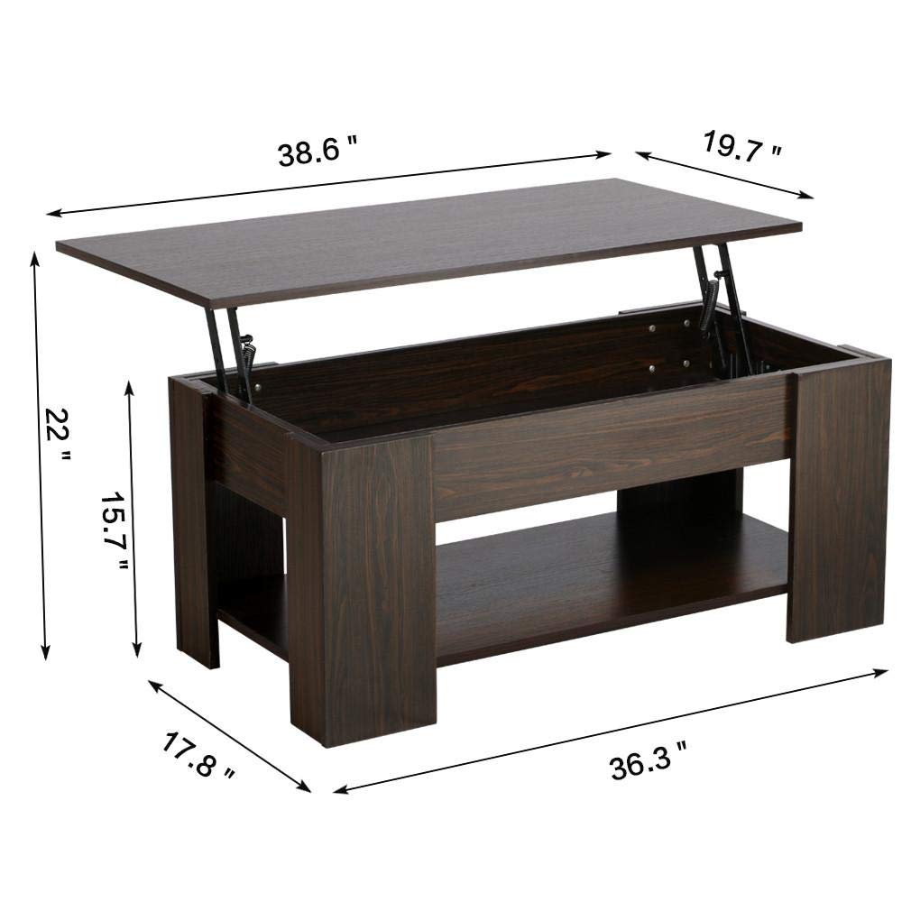 Yaheetech Adjustable Lift Top Coffee Table with Hidden Storage