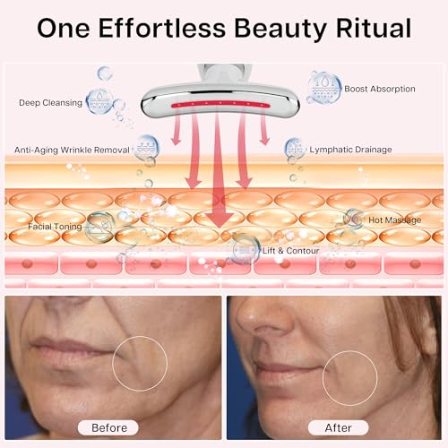 VRAIKO Lilac 7-in-1 Beauty Massager for Face and Neck - Jawline Lifting & Firming - Face Lymphatic Drainage Massager for Anti Aging Wrinkle, Forehead Lines, and Dark Circles