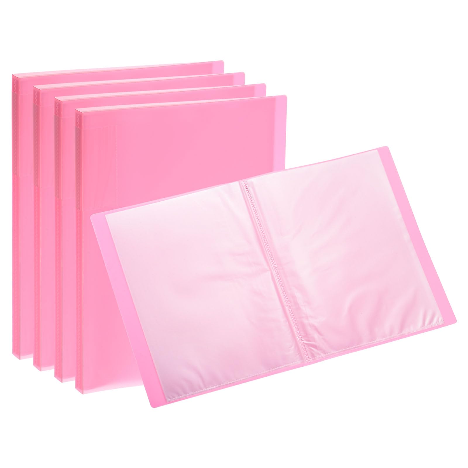 PATIKIL 9x12 Binders with Plastic Sleeve, 5Pcs PP 30 Pockets Waterproof File Portfolio Folder Protector for Paper Presentation Artwork Display, Pink