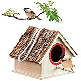kathson Wooden Bird House for Outdoor Hanging, Natural Cedar Outside Garden Patio Decorative for Dove Finch Wren Robin Sparrow Hummingbird
