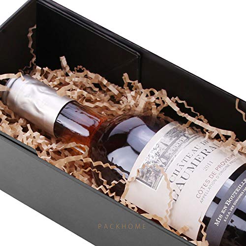 PACKHOME Wine Gift Boxes 13.5x4.5x4 Inches, Bottle Gift Boxes for Liquor and Champagne, Magnetic Closure Collapsible Gift Boxes (6 Boxes/Glossy White)