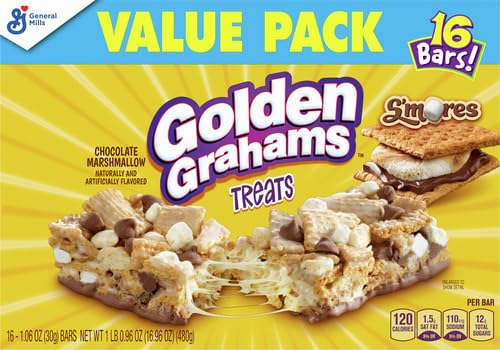 GOLDEN GRAHAMS CEREAL TREAT BARS, S’MORES, SNACK BARS, VALUE PACK, 16 CT, 16.96 OZ