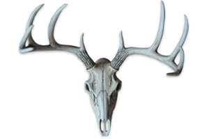 DWK "Weathered Glory" Faux Taxidermy Hanging Wall Mounted Deer Head Skull | Rustic Farmhouse Decor | Mancave Wall Decor | Gifts for Hunters | Wall Hanging Decorations - 18L"
