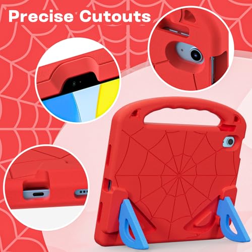 LKOOZO Kids Case for iPad (A16) 11th Generation 11 Inch 2025 / iPad 10th Generation 10.9 inch 2022, Shockproof Cover with Built-in Screen Protector (Red)