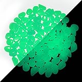 VERKB 100pcs Glow in the Dark Stones, Garden Pebbles Rocks for Outdoor, Walkway, Window, Yard Grass, and Fish Tank Decoration (Green)