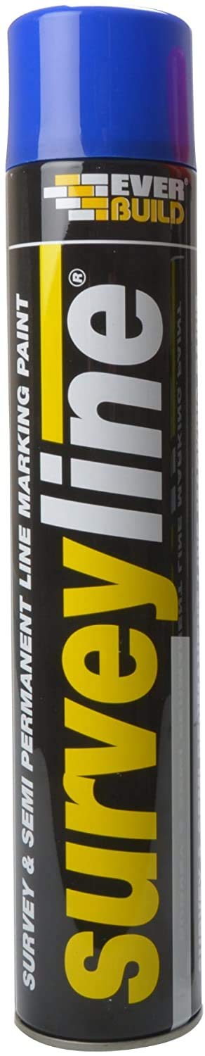 Everbuild Surveyline Semi-Permanent Spray Paint – Ideal For Survey Line Marking – High Covering Power – Easy To Apply – Blue – 700ml