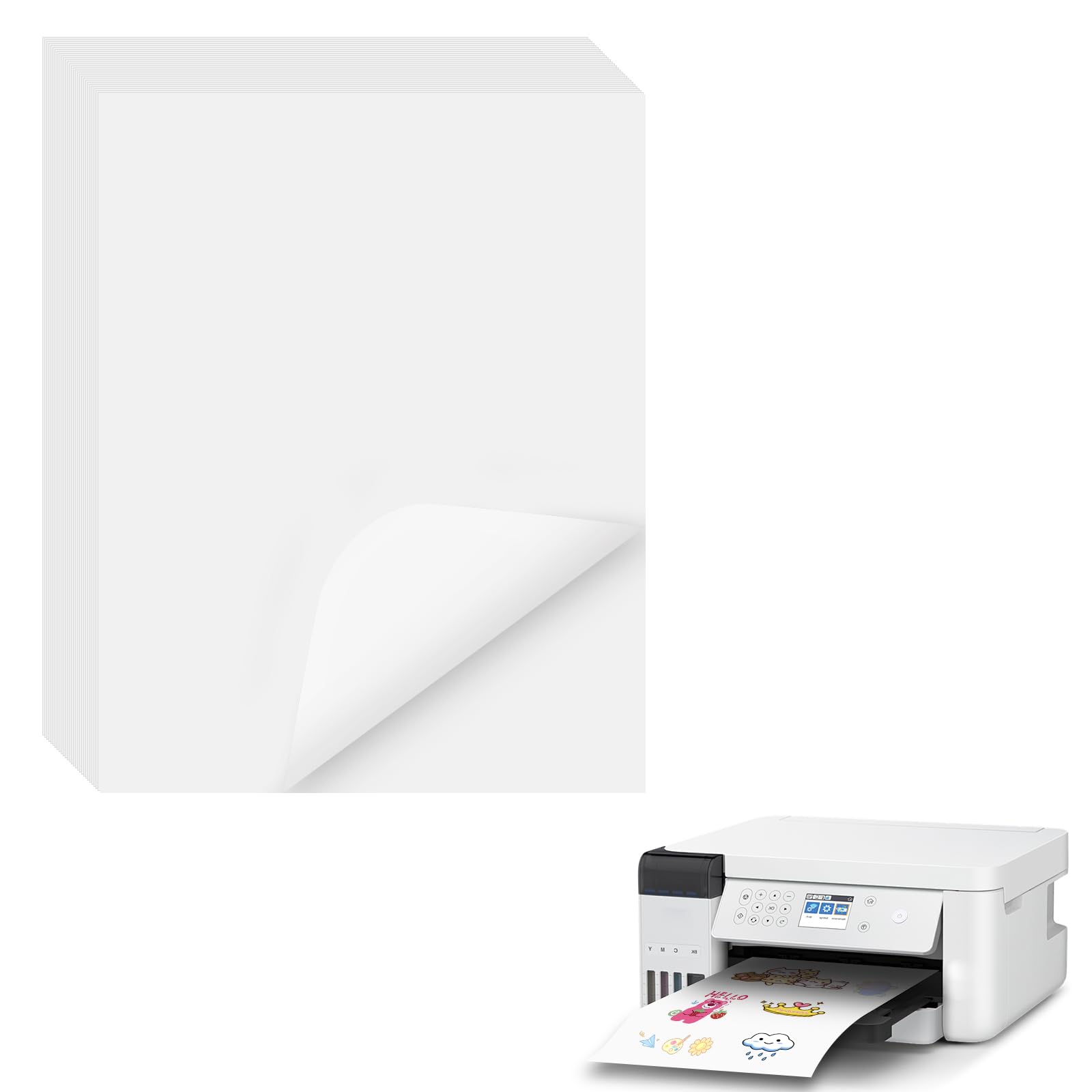 100 Sheets A4 Sticker Paper Labels, Glossy Sticker Paper Inkjet Vinyl Sticke Suitable for Laser Inkjet Printing of Product Labels, Paintings, Stickers, Photographs and All Kinds of Crafts.