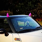 3D Devil Bull Horns with Sticker Universal for Car Truck Motorcycle Decoration Anti-collision on Hood Eyelash Bumper (Pink, 2 Pieces)