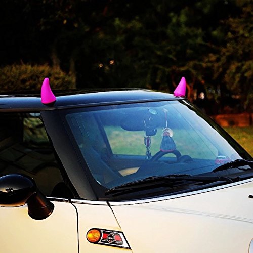 3D Devil Bull Horns with Sticker Universal for Car Truck Motorcycle Decoration Anti-collision on Hood Eyelash Bumper (Pink, 2 Pieces)