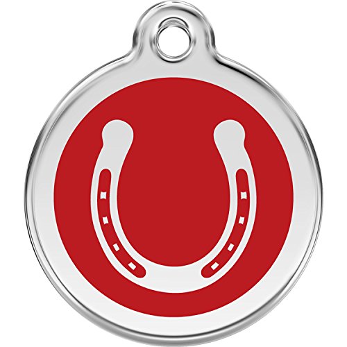 Red Dingo Personalized Horse Shoe Pet ID Dog Tag (Medium Red)