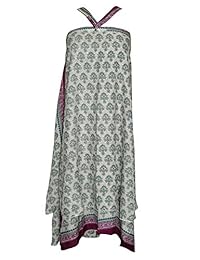 Womens Beach Wrap Skirt Green Printed Premium Silk Reversible Resort Wear Dress