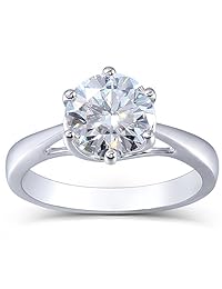 DovEggs - Anillo de compromiso para mujer, oro blanco de 10 quilates, 2 quilates, 0.315 in, color H-I, 0.110 in de ancho, diseño de flechas en forma de corazón