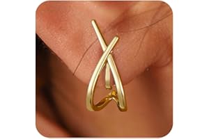 Awinesn Clip on Earrings for Women 14K Gold/Sterling Silver Plated Statement Earrings for Women Trendy Dainty Earrings Hypoallergenic Simple Minimalist Non Pierced Earring Jewelry Gifts