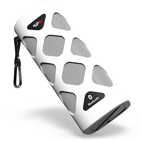 RIF6 Bluetooth CSR 4.0 Speaker, Portable, Wireless, Rechargeable with 10W Power and 30 Hour Battery, Built-in Microphone and Carabiner (White) Electronics, Portable Audio & Video, Portable Speakers & Docks, Portable Bluetooth Speakers
