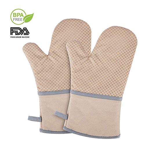 Kitchen Oven Mitts, Echeer Cooking Mitts Pot Holders Heat Resistant Kitchen Potholders Bake Gloves, 1 Pair
