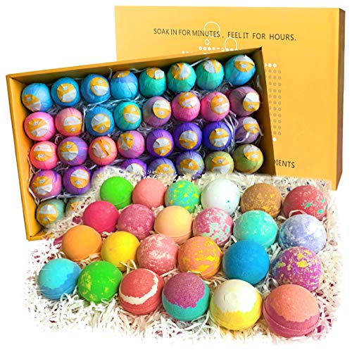 Bath Bomb Party Favors Set. 40 XL Individually Wrapped Bulk Bath Bombs