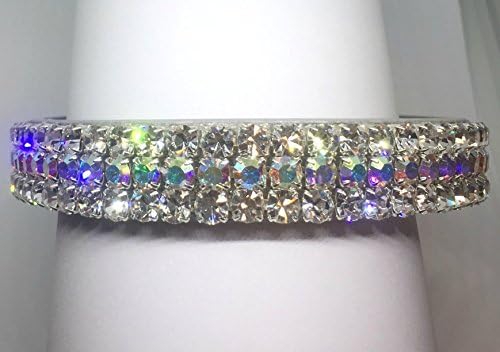 Sugarlicious Pets ~White Diamonds &amp; Silver~ Crystal Diamante Rhinestone Dog Pet Collar WIDE with LARGE Stones USA (XL)