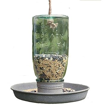 Amazon Com Hanging Mason Jar Bird Feeder Kitchen Dining