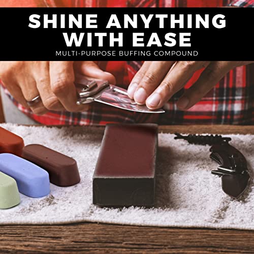 6 Piece Polishing Compound Cutting & Buffing Compound 1 Oz Kit - Includes: Black Emery, Brown Tripoli, White Diamond, Red Jewelers Rouge, All Purpose Blue & Green Stainless Compounds