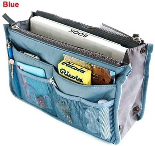 CareforyouCareforyou® Women Lady Portable Purse Organizer Insert Multi-function Cosmetic Storage Bag in Bag Travel Makeup Organiser Handbag Pouch Insert Bag (Blue 05)