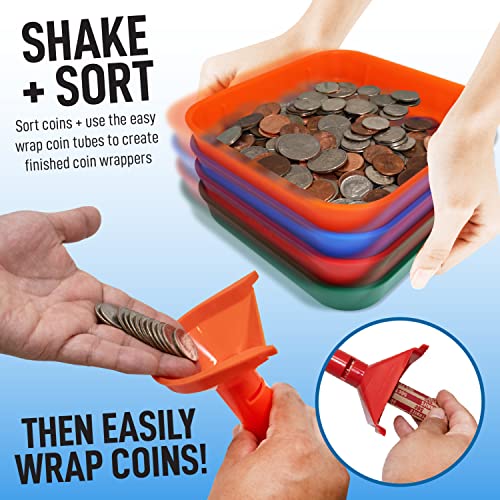 Nadex Sort and Wrap Set4 Wrap Coin Tubes and 4 Quick Sort Coin Trays
